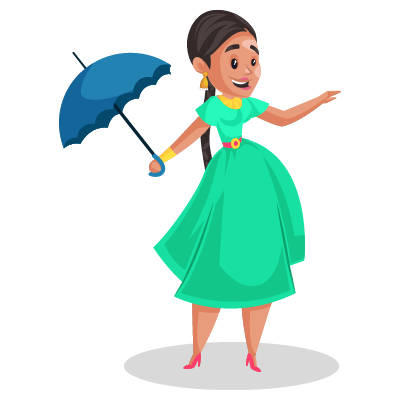 Beautiful girl model is holding umbrella in hand