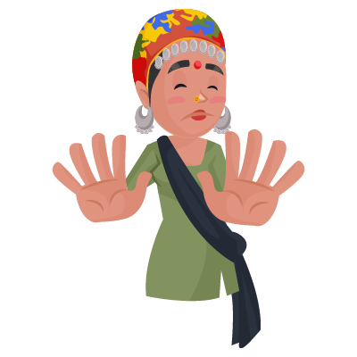 Character of housemaid is showing hands