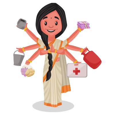 Female Indian politician is doing multitasking