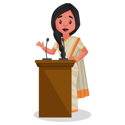 Female Indian politician is giving a speech on the stage