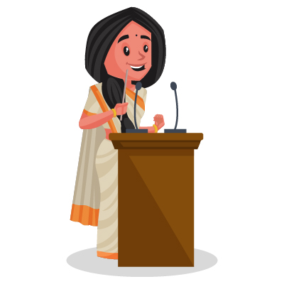 Female Indian politician is giving the speech