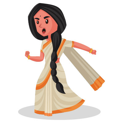 Female Indian politician is running and shouting