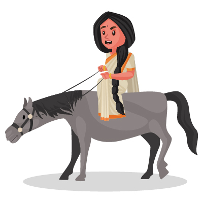 Female Indian politician is sitting on the donkey