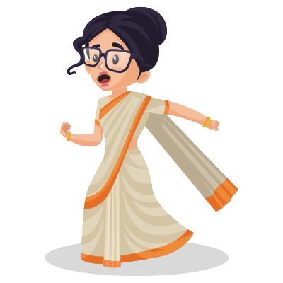 Female young politician is running and shouting