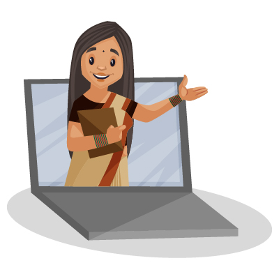 Illustration of teacher giving online classes on laptop