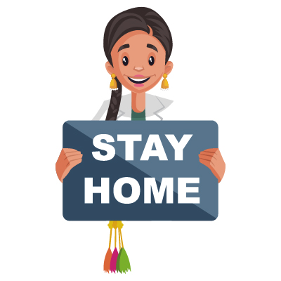 Indian Lady Doctor Holding Stay Home Banner In Hand