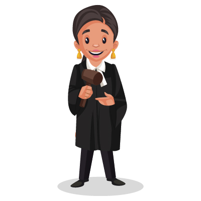 Indian Punjabi female judge is holding a hammer in hand