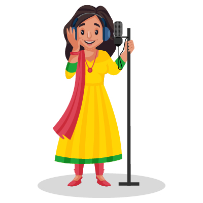 Indian female is recording songs