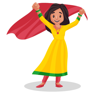 Indian female is waving her dupatta