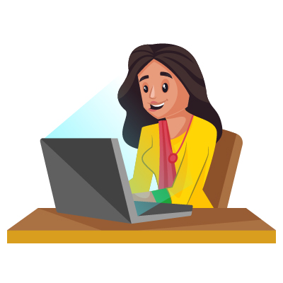 Indian female is working on laptop