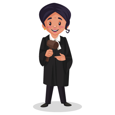 Indian female judge is holding a hammer in hand