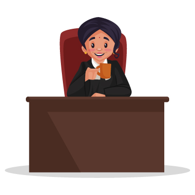 Indian female judge is sitting on a chair and holding a tea cup in hand