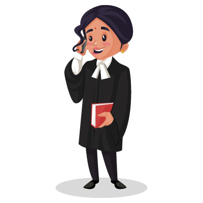 Indian female judge is talking on a mobile phone and holding a book in hand