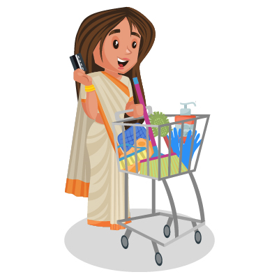 Indian female politician is holding shopping trolley in hand
