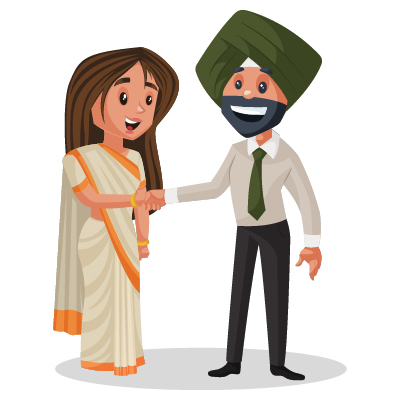 Indian female politician is shaking hand to the man