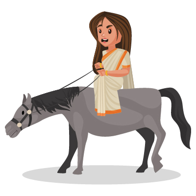 Indian female politician is sitting on the donkey