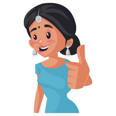 Indian housewife character showing thumbs up