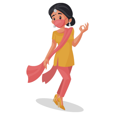 Indian housewife character wearing heels and suit
