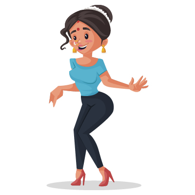 Indian housewife illustration dancing