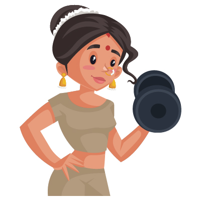 Indian housewife illustration doing workout