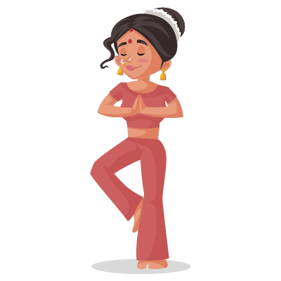 Indian housewife illustration doing yoga