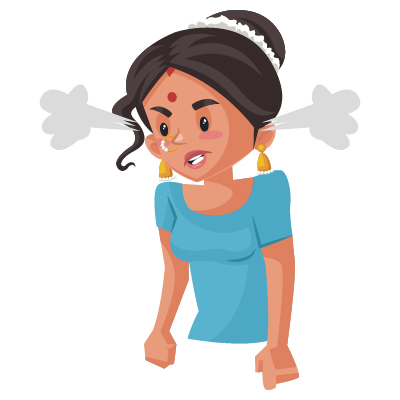 Indian housewife illustration is angry