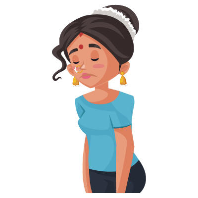 Indian housewife illustration is tired