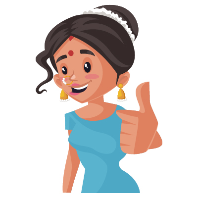 Indian housewife illustration showing thumbs up