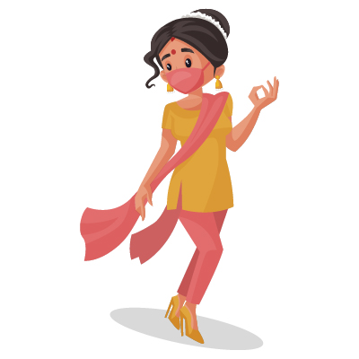 Indian housewife illustration wearing heels and suit