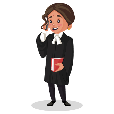 Indian judge is talking on a mobile phone and holding a book in hand