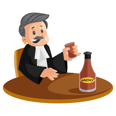 Indian lawyer drinking whisky