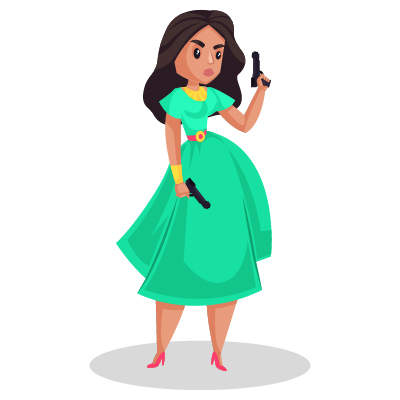 Indian model character holding guns in both hands
