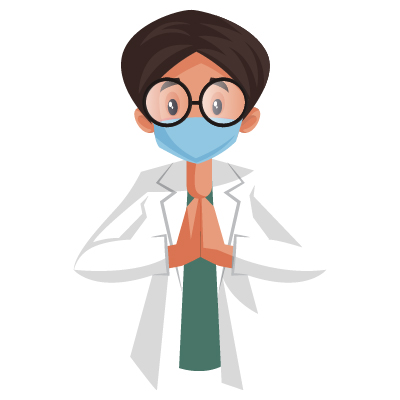 Indian young female doctor with greet hand and wearing surgical mask