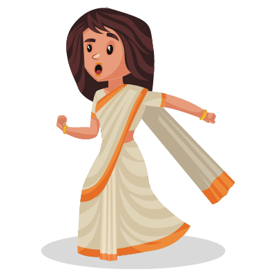 Indian young female politician is running and shouting