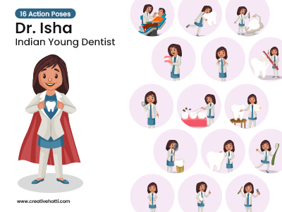 Isha Indian Young Dentist Vector Bundle