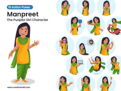 Manpreet The Punjabi Girl Character Vector Bundle