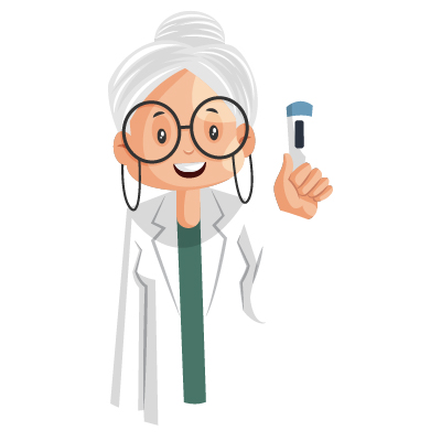 Old Indian doctor is holding thermometer in hand