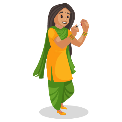 Punjabi girl Character is applying nail paint