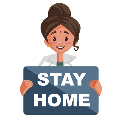Specialist female Indian doctor holding stay home banner in hand