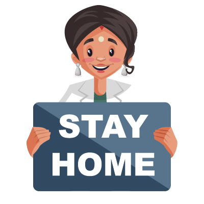 Specialist Indian female doctor holding stay home banner in hand