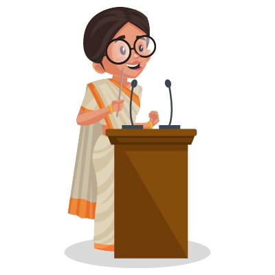 Young Indian female politician is giving the speech