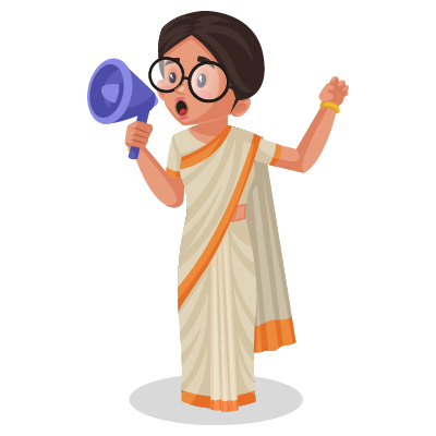 Young Indian female politician is holding a megaphone in hand