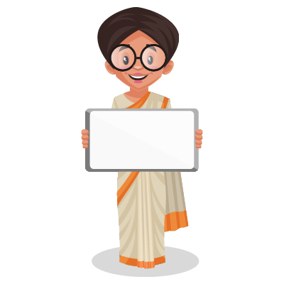 Young Indian female politician is holding a whiteboard in hands