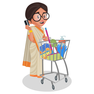 Young Indian female politician is holding shopping trolley in hand