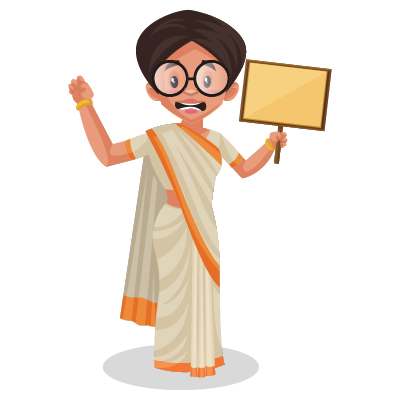 Young Indian female politician is holding the board in hand