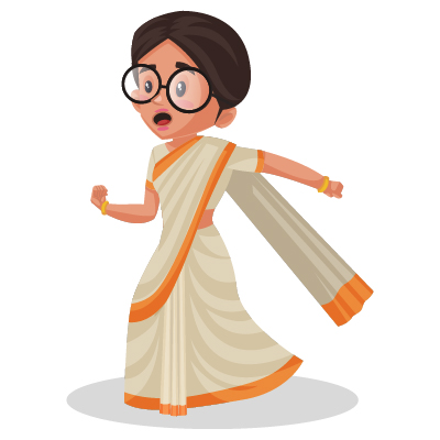 Young Indian female politician is running and shouting
