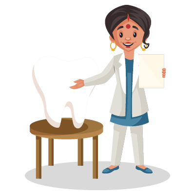Young female dentist is showing the prescription of teeth