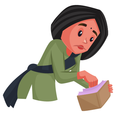 Young indian housemaid saving money in wallet