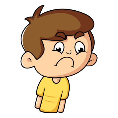 Cartoon character of sad indian boy