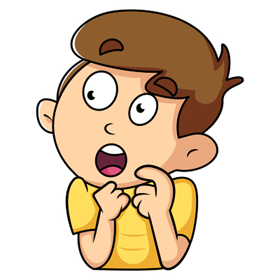 Cartoon character of scared indian boy